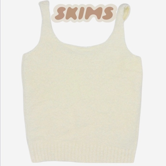 NWT SKIMS Bouclé Women's Vanilla  Tank Top Gentle ribbed design on bottom. - Picture 7 of 8